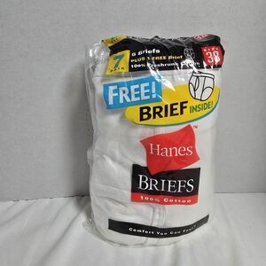 VTG 2000 Hanes Men’s Classic White Briefs 38 100% Cotton Underwear 7 Pairs